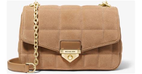 michael kors soho large quilted suede shoulder bag|Michael Kors soho bag camel.